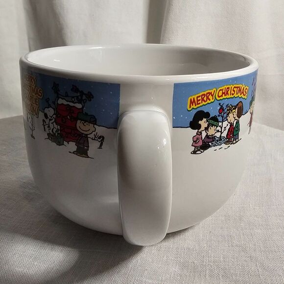 Galerie Peanuts Charlie Brown Lg Christmas Soup Mug Bowl 2005 Snoopy Lucy Gang - Picture 3 of 6